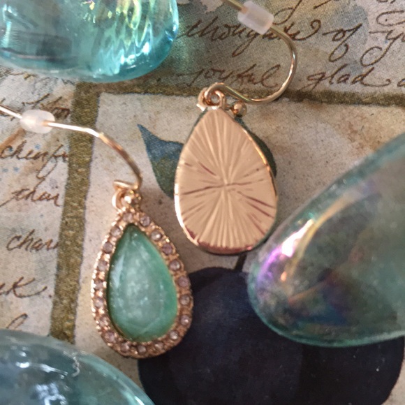 Gold and Turquoise Colored Earrings. - Picture 2 of 2